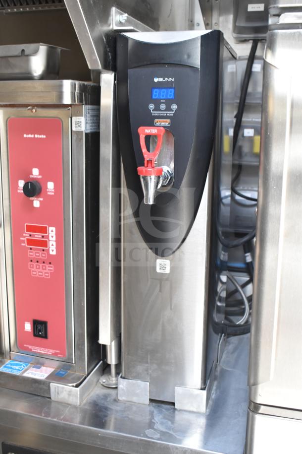 2021 Texino food trailer interior with Bunn water heater and solid state control panel. New condition, commercial equipment.