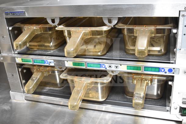 Prince Castle food warmer with six compartments, transparent lids, and digital controls, in excellent condition.