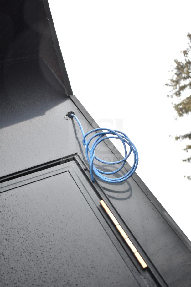 2020 Southern Dimensions 8.5' x 20' all-black trailer showing exterior details. Includes Ethernet cable entry.