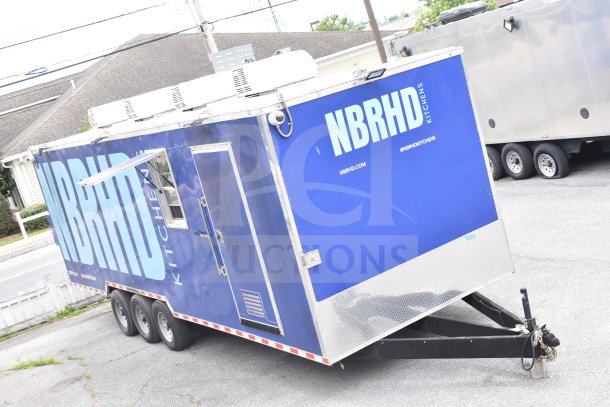 New 2021 Rock Solid Cargo 28ft food trailer with CaptiveAire hood, refrigeration, Nieco charbroiler. VIN: 7H2BE2837ND041749.