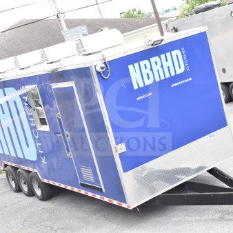 New 2021 Rock Solid Cargo 28ft food trailer with CaptiveAire hood, refrigeration, Nieco charbroiler. VIN: 7H2BE2837ND041749.