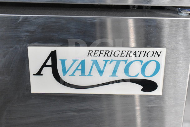 "Avantco refrigeration label on 2021 Rock Solid Cargo 28ft food trailer. Includes CaptiveAire hood, Nieco charbroiler."