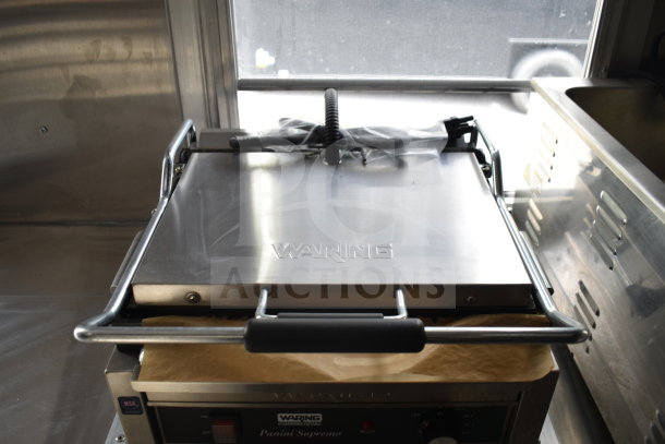 Waring Commercial Panini Supremo in a Rock Solid Cargo food trailer, stainless steel, brand new condition.