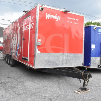 2021 Rock Solid Cargo 28ft triple-axle food trailer, branded for Wendy's. Features Henny Penny fryer, Taylor griddle, CaptiveAire hood.