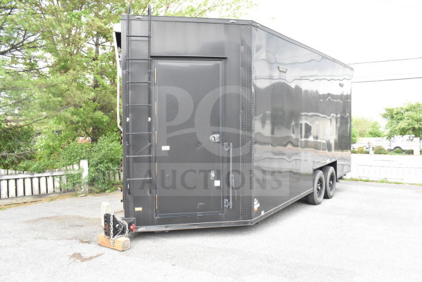 2020 Southern Dimensions Group 20ft all-black mobile commissary trailer, tandem axle, 14,000 lb GVWR, with AC and sinks.