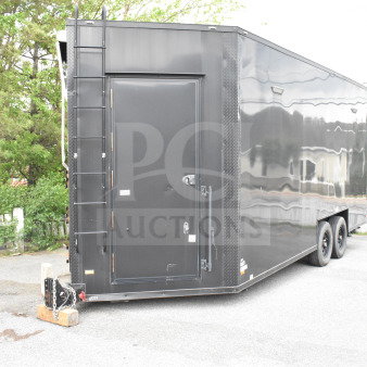 2020 Southern Dimensions Group 20ft all-black mobile commissary trailer, tandem axle, 14,000 lb GVWR, with AC and sinks.