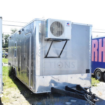 2021 Diamond Cargo 8.5'x24' food trailer with exterior fan, reflective metal finish, excellent condition. VIN: 53NBE2424M1089867.