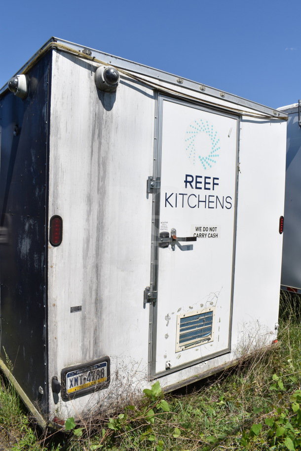 2019 Diamond Cargo 8.5'x24' food trailer, visible REEF Kitchens logo, white exterior, VIN: 53NBE2426L1076066.