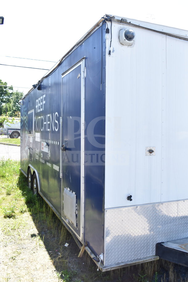 2019 Diamond Cargo 8.5'x24' food trailer with visible branding, side door, and dual axles. Needs maintenance. VIN: 53NBE2426L1076066.