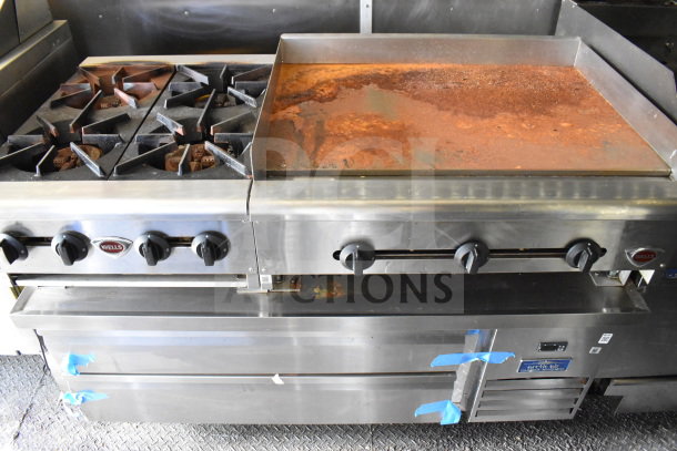 2020 Diamond Cargo 8.5'x24' food trailer interior with Wells commercial stove and griddle, showing signs of rust.
