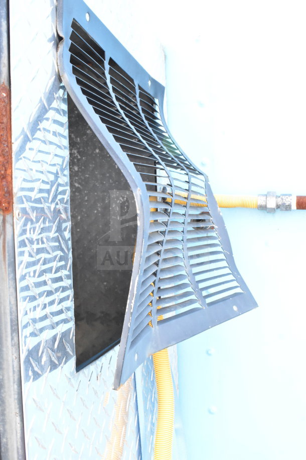 2020 Diamond Cargo 8.5'x24' food trailer vent in metal exterior. Marks of rust and wear visible. VIN: 53NBE2422L1083693.