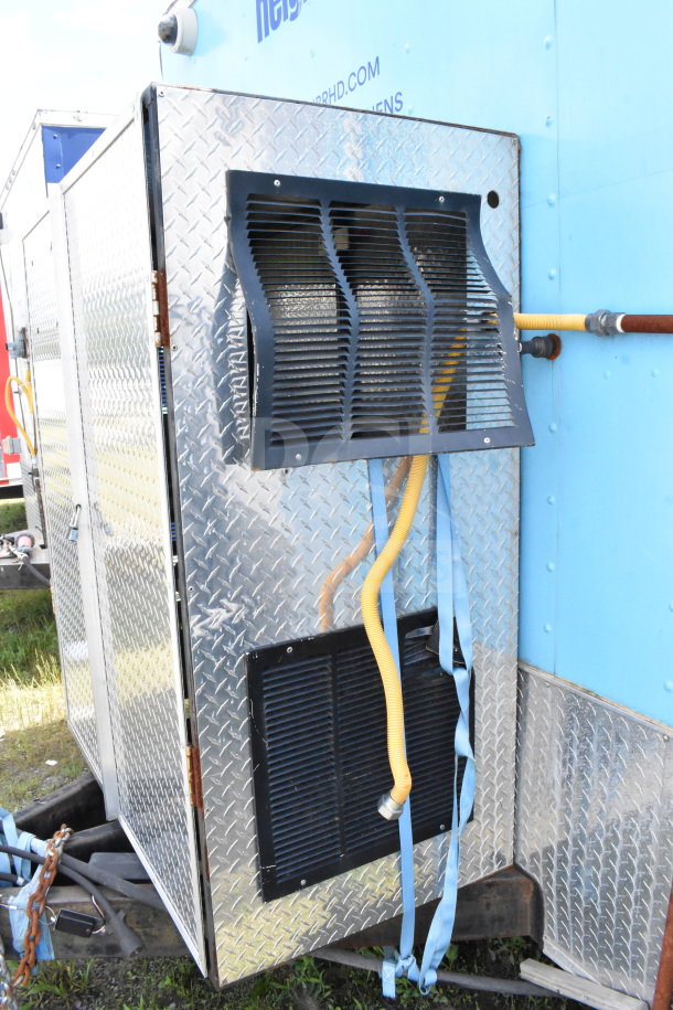 2020 Diamond Cargo 8.5'x24' food trailer, diamond plate exterior, visible vents and secure straps, VIN 53NBE2422L1083693.