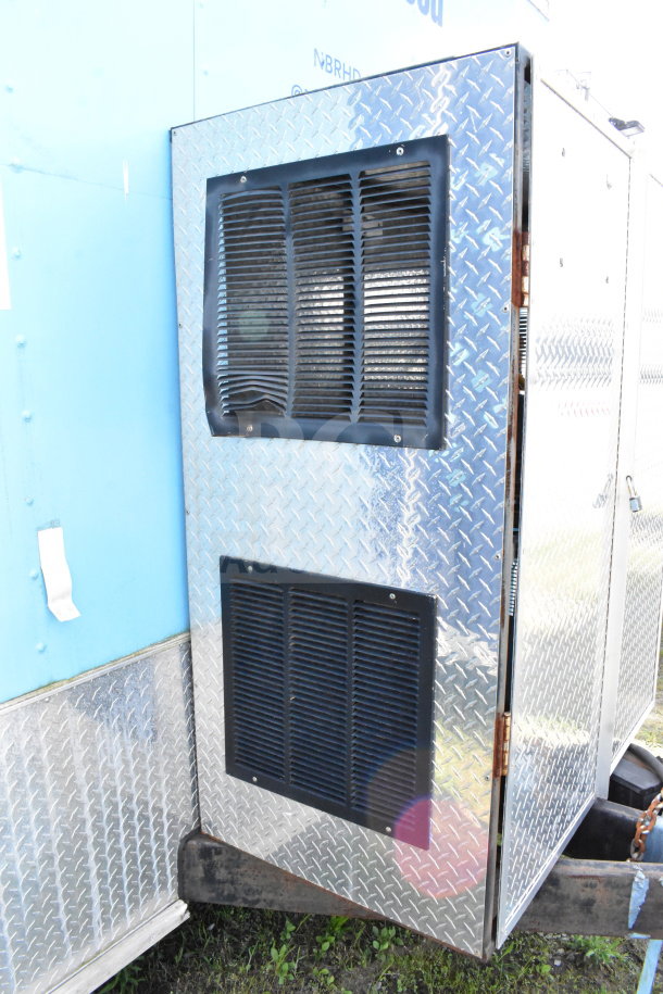2020 Diamond Cargo 8.5'x24' food trailer with grease hood, suppression system, and refrigeration. Vent detail shown.