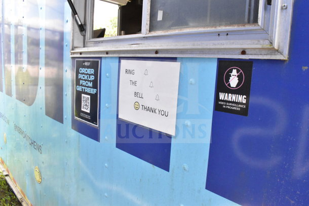 2020 Diamond Cargo 8.5'x24' food trailer with order and surveillance signs on the exterior.