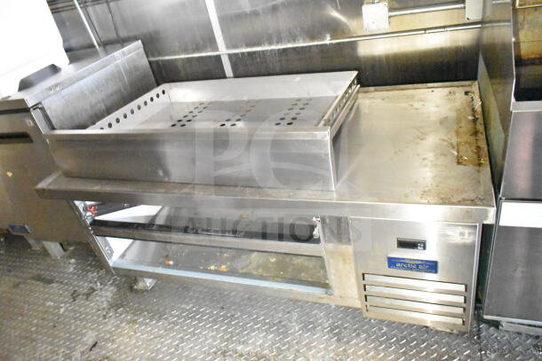 2021 Diamond Cargo food trailer interior with Arctic Air refrigeration unit, grease hood, and Frymaster gas fryer.