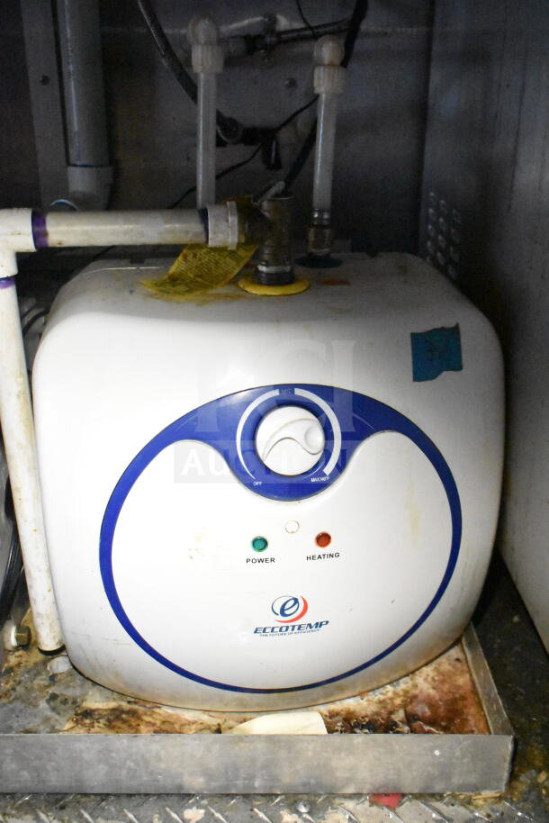 Eccotemp electric water heater with power and heating indicators, part of the 2021 Diamond Cargo food trailer.