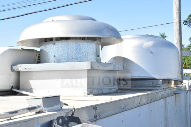 2021 Diamond Cargo food trailer roof showing grease hood and ventilation system.