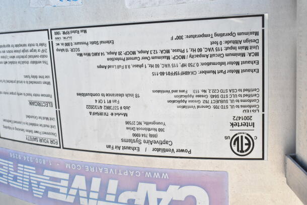 2021 Diamond Cargo 8.5'x24' food trailer label. Features include refrigeration, grease hood, and Frymaster gas fryer.