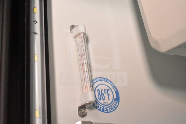 2021 Diamond Cargo trailer with interior thermometer. Label shows "86°F not exceed" for environmental conditions.