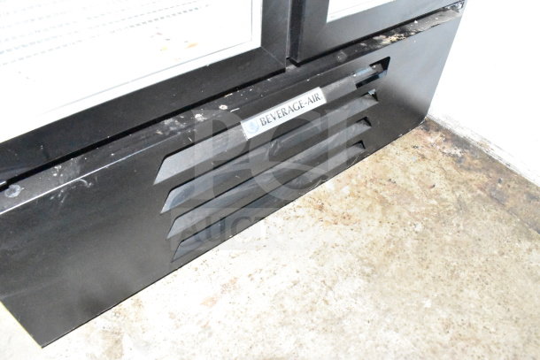 "2021 Diamond Cargo cold food trailer; Beverage-Air unit detail, black vents, visible wear, suitable for beverages."