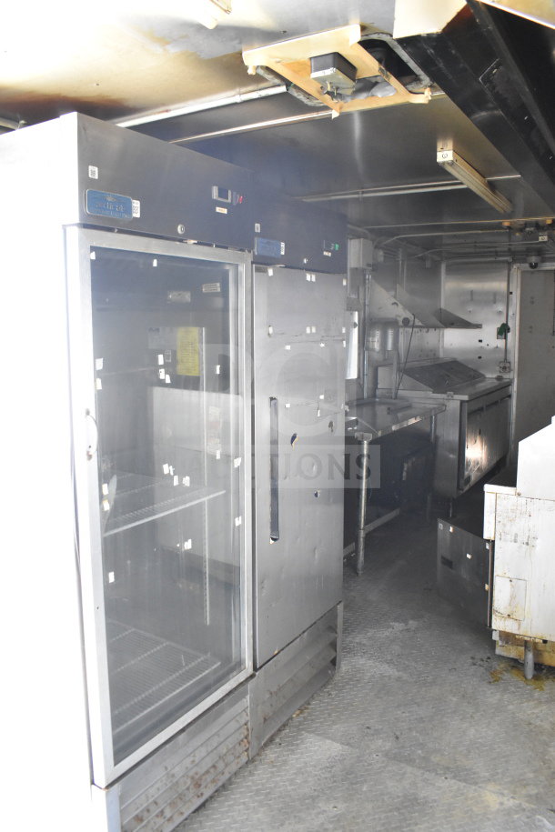 2019 Diamond Cargo 8.5'x24' food trailer interior with refrigeration, fryer, grease hood, and suppression system.