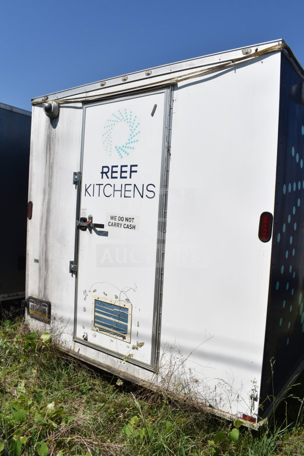 2019 Diamond Cargo 8.5'x24' food trailer with grease hood, suppression system, refrigeration, and fryer. Displays "Reef Kitchens" logo.
