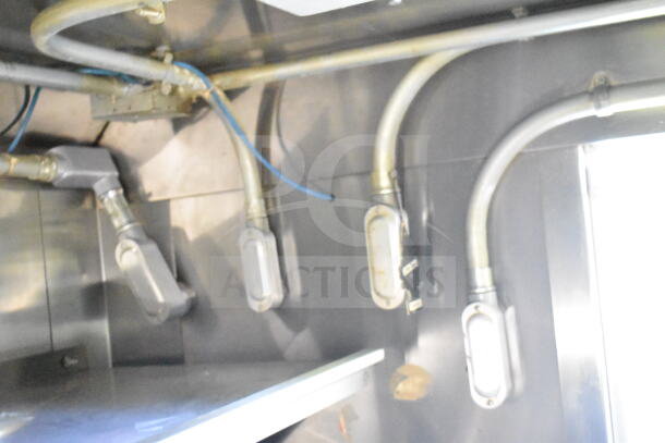 Interior wiring of 2020 LGS TX 8.5'x24' food trailer, showing electrical conduits and connections.
