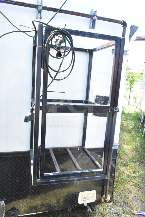 2020 LGS TX 8.5'x24' food trailer, rear exterior with mounting frame and wiring.