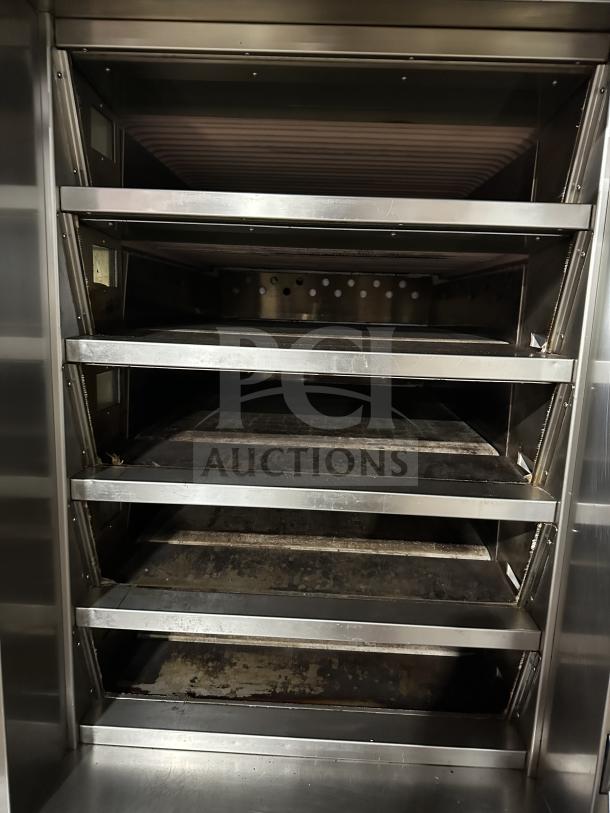 Empire Model LFM-5-80X100 bakery deck oven with 5 decks, stainless steel, stone hearth, digital control, and steam generators.