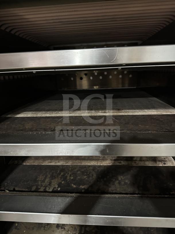 Empire Model LFM-5-80X100 bakery deck oven, 5 decks with conveyor belt, stainless steel, digital controls, 135,000 BTU.