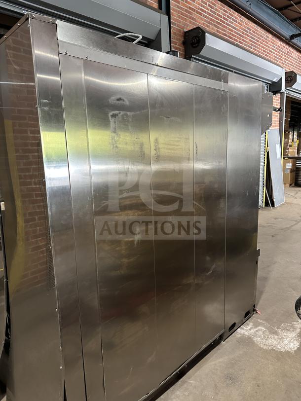 Empire LFM-5-80X100 bakery deck oven, stainless steel, front view, late model, 5 decks, digital controls, good condition.