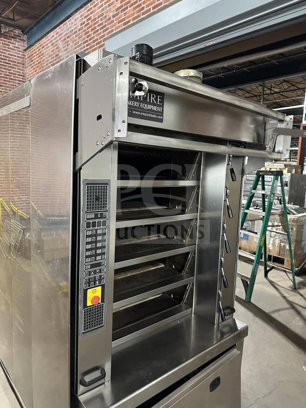 Empire Model LFM-5-80X100 bakery deck oven, 5-deck, stainless steel, digital control, stone hearth, steam generators, good condition.
