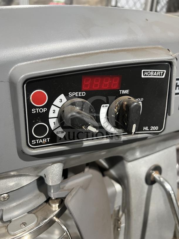 Hobart HL 200 commercial mixer control panel, showing multi-speed and time settings, in good condition.