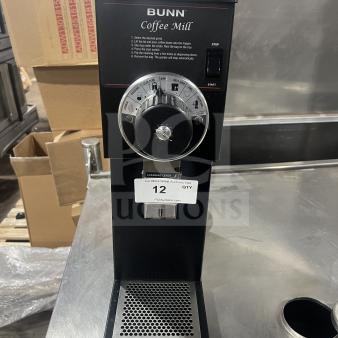 Bunn Coffee Mill Series G1 HD black electric grinder, 3 lb. capacity, Model: G1 HD, SN: G100028413, 120V, 1 Phase.