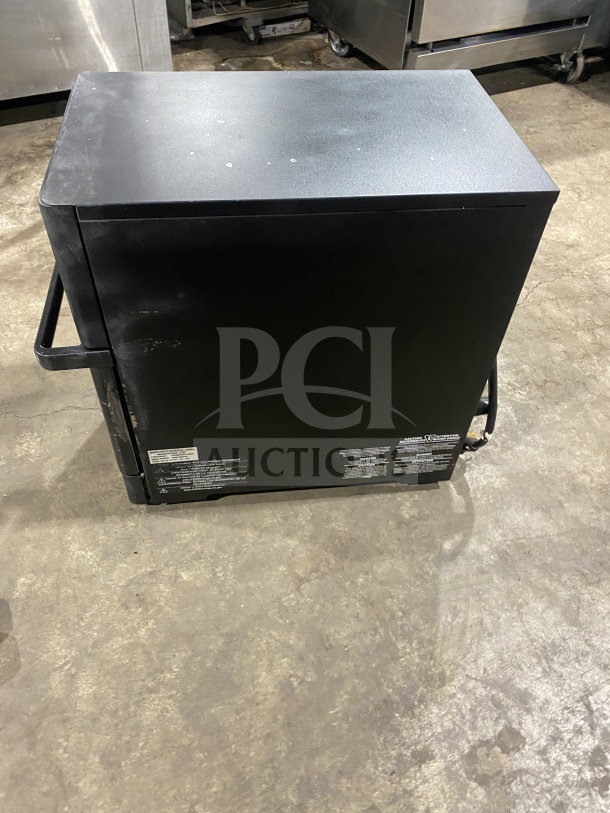 MerryChef Eikon E2S commercial black electric rapid cook oven, gently used, model number on rear panel.