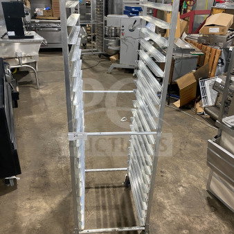 Regency Space Solutions stainless steel pan rack, model 109APR1820L, heavy-duty, on casters, commercial use, excellent condition.