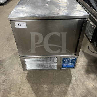 Irinox stainless steel single-door undercounter blast chiller, model SN: 050600512, 208V, 1 Phase, on legs, good condition.