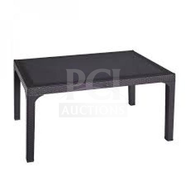 BRAND NEW Rainbow Commercial Dark Gray Rattan Table, Model Arizona Masa. Heavy-duty polypropylene, size 80x140 cm.