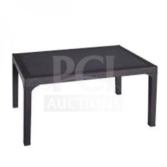 BRAND NEW Rainbow Commercial Dark Gray Rattan Table, Model Arizona Masa. Heavy-duty polypropylene, size 80x140 cm.