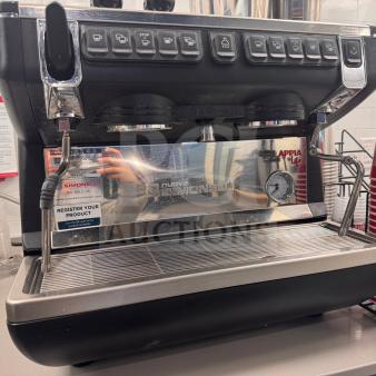 Nuova Simonelli Appia Life Compact Espresso Machine, 208/240V, used in excellent condition, minor scratches, dual steam wands.