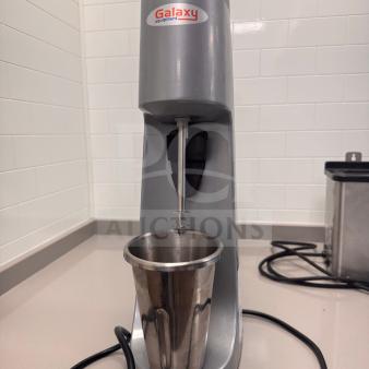 Galaxy 177SDM400 Single Drink Mixer, very good condition, stainless steel cup, grey body, visible Galaxy logo.