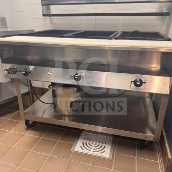 Vollrath ServeWell 38003 three-bay steam table in very nice condition, featuring a 120V power supply.