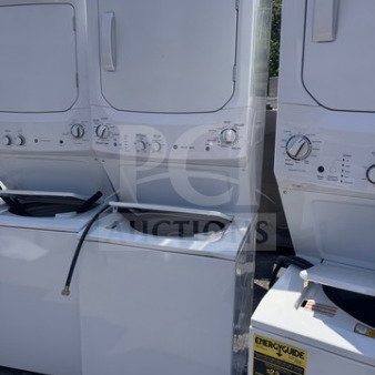 GE 24" Unitized Spacemaker® Stacked Washer & Electric Dryer Combo – White (Lightly used. Minimal cosmetic wear, as shown in photos.)