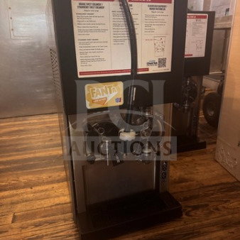 Slushy Machine FBD 372-611-1012, used condition, signs of wear, working, Fanta branding, dual dispensers.