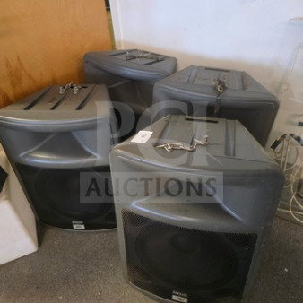 Lot of 4 Peavey PR15 passive loudspeakers with 15-inch woofers. Unknown working condition, sold as is.