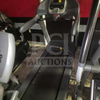 Precor 956i commercial treadmill, unknown working condition, sold as is, features durable build and digital display.
