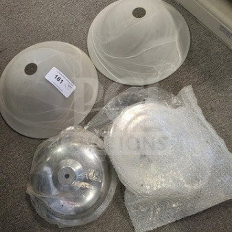 One lot of white alabaster swirl glass replacement shades, new condition, with protective bubble wrap and auction tag labeled "181."