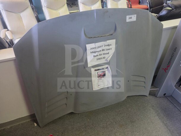 2005-2007 Dodge Magnum RK Sport Ram Air Hood, gray, includes vent design, condition: good, price tag: $369.00.