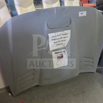 2005-2007 Dodge Magnum RK Sport Ram Air Hood, gray, includes vent design, condition: good, price tag: $369.00.