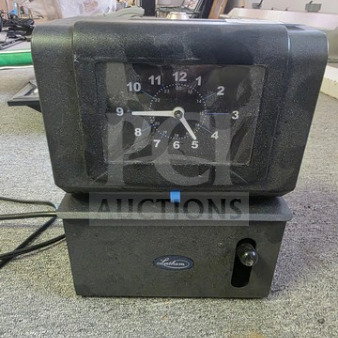 Lathem 4001 Time Recorder Automatic Punch Time Clock in used condition with visible clock face and Lathem logo badge.
